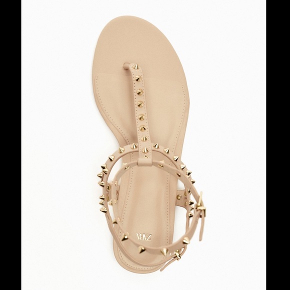 STUDDED FLAT LEATHER SANDALS - Picture 6 of 7